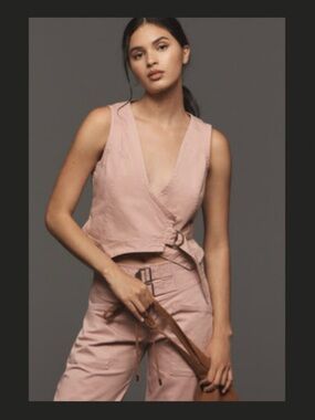 Brand New BY ANTHROPOLOGIE LINEN CROPPED WRAP VEST